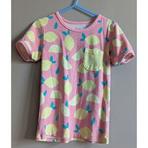 Lark Adventurewear Bamboo Girls Pink Lemon Yellow Pocket Tee 4T VGUC